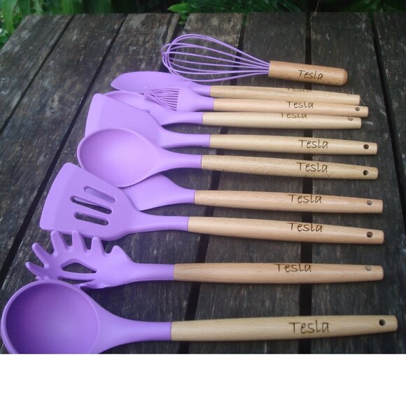 Personalized Silicone Utensils 12 PCs silicone spatula spoon set kitchen set - Picture 2 of 9